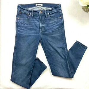 MADEWELL 9” Highrise Skinny Med Wash Faded Whisker Stretch Ankle Jean Size 29